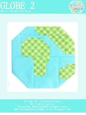 Pattern, Globe 2 Quilt Block by Burlap and Blossom (digital download)