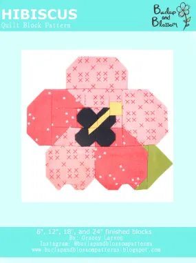 Pattern, Hibiscus Flower Block by Burlap and Blossom (digital download)