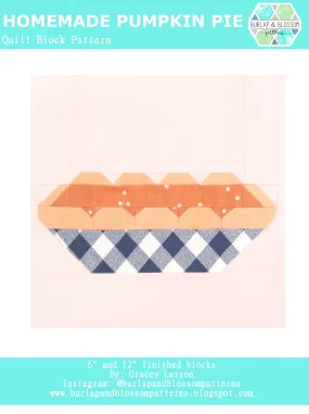Pattern, Homemade Pumpkin Pie Quilt Block by Burlap and Blossom (digital download)