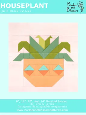 Pattern, Houseplant Quilt Block by Burlap and Blossom (digital download)