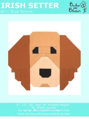 Pattern, Irish Setter Quilt Block by Burlap and Blossom (digital download)