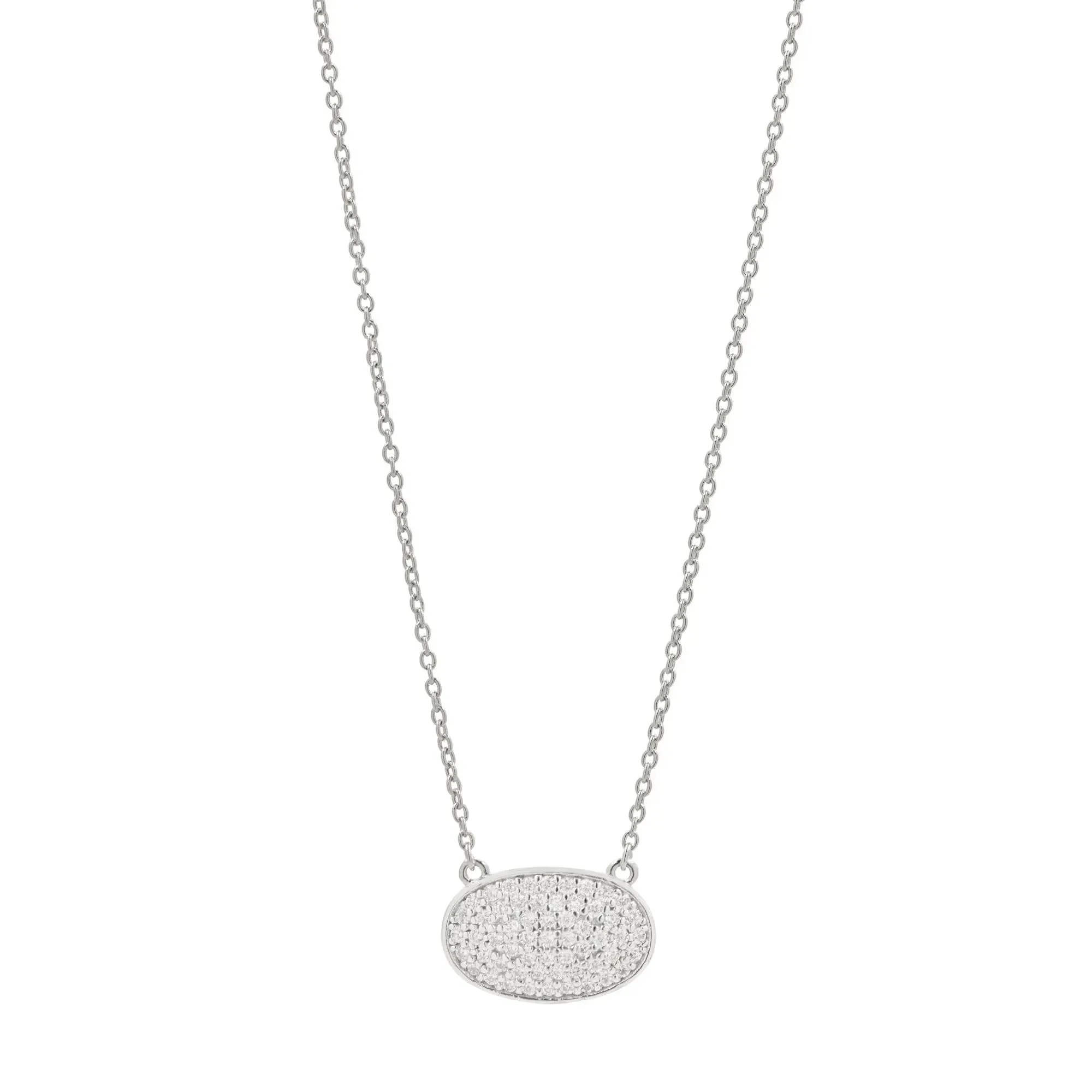 Pavé Oval Pendant Necklace