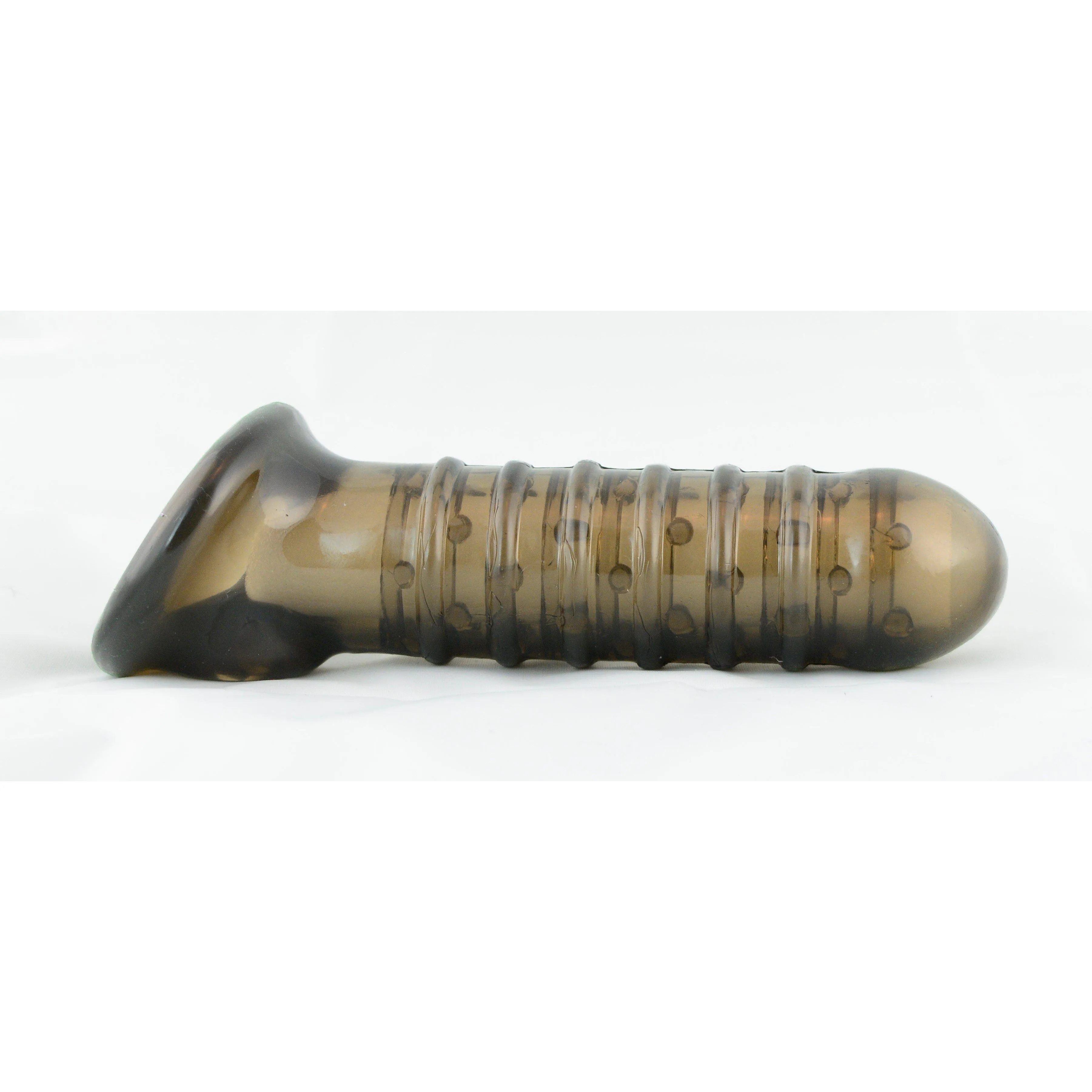 Penis Sleeve Cock Extender - Black Jelly Sleeve with Ribs