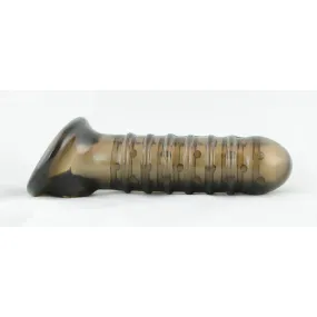 Penis Sleeve Cock Extender - Black Jelly Sleeve with Ribs