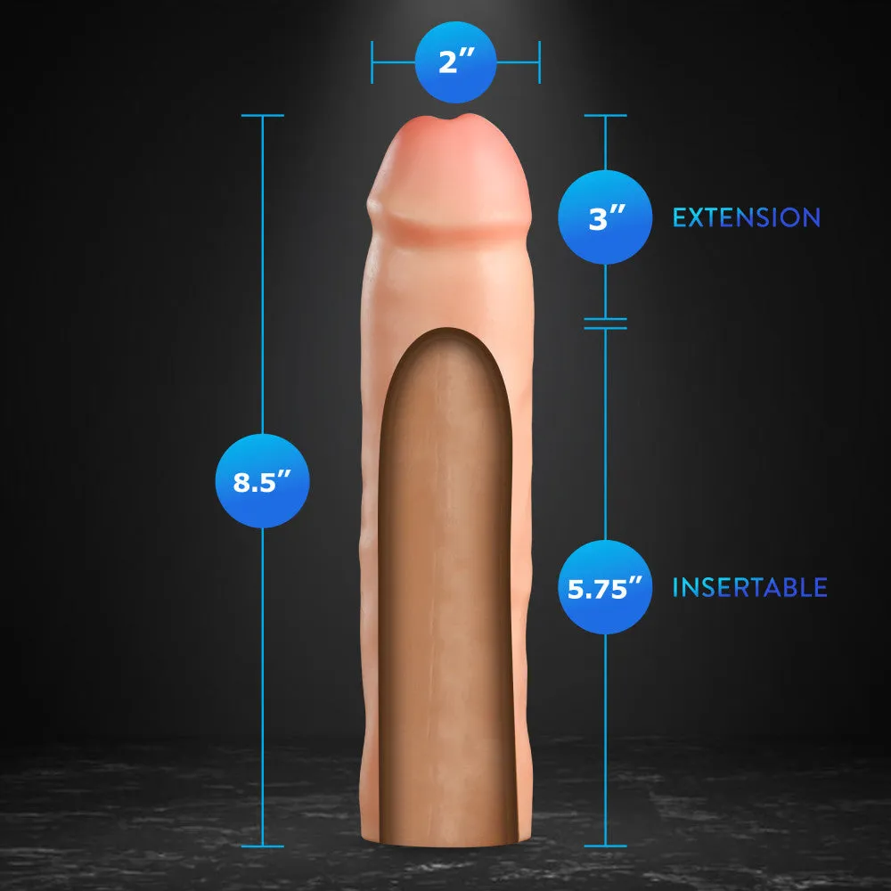 Performance Plus By Blush® | Vindicate 8.5 Dual Density Realistic Penis Extender Sleeve - Liquid Silicone - Beige
