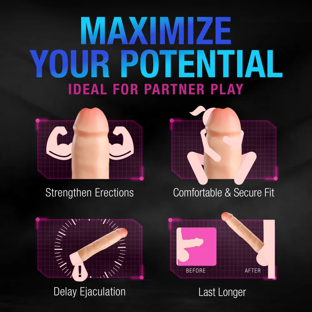 Performance Plus By Blush® | Vindicate 8.5 Dual Density Realistic Penis Extender Sleeve - Liquid Silicone - Beige