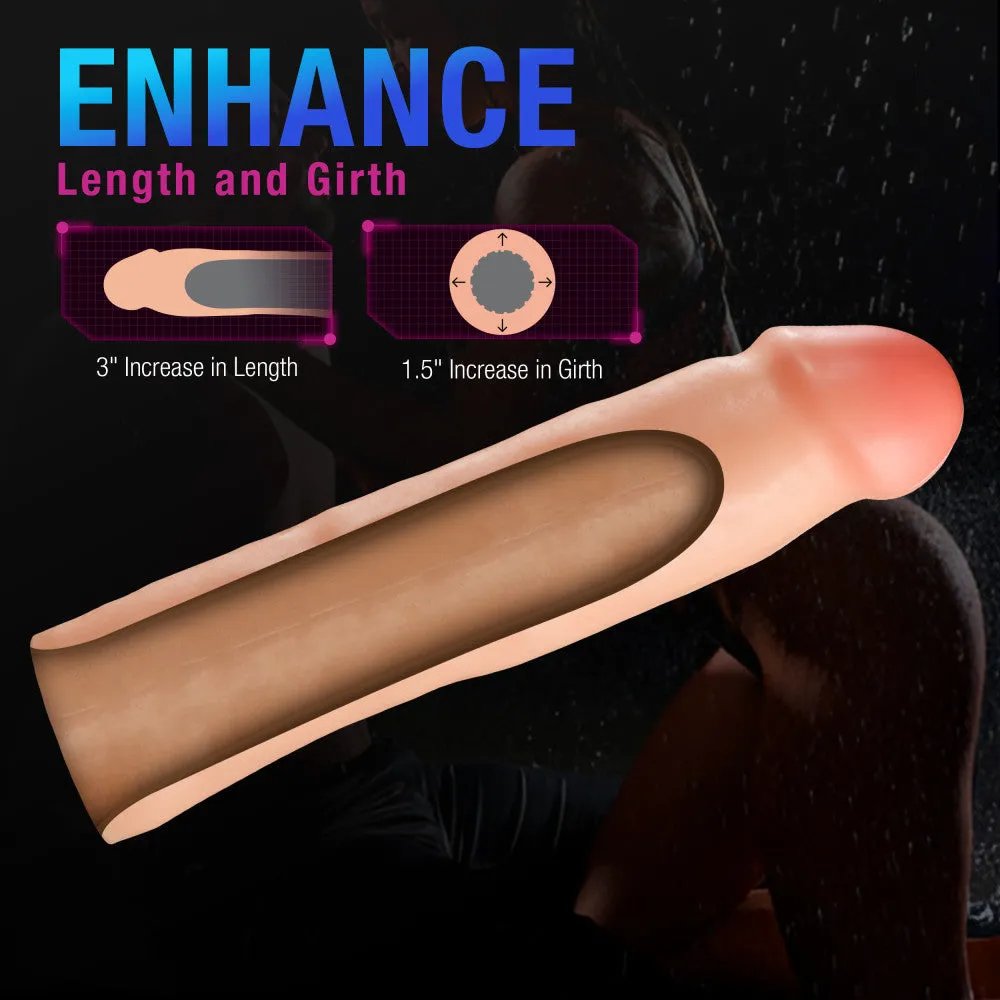 Performance Plus By Blush® | Vindicate 8.5 Dual Density Realistic Penis Extender Sleeve - Liquid Silicone - Beige