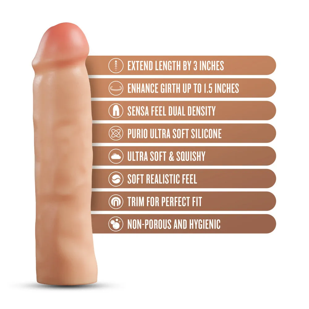 Performance Plus By Blush® | Vindicate 8.5 Dual Density Realistic Penis Extender Sleeve - Liquid Silicone - Beige