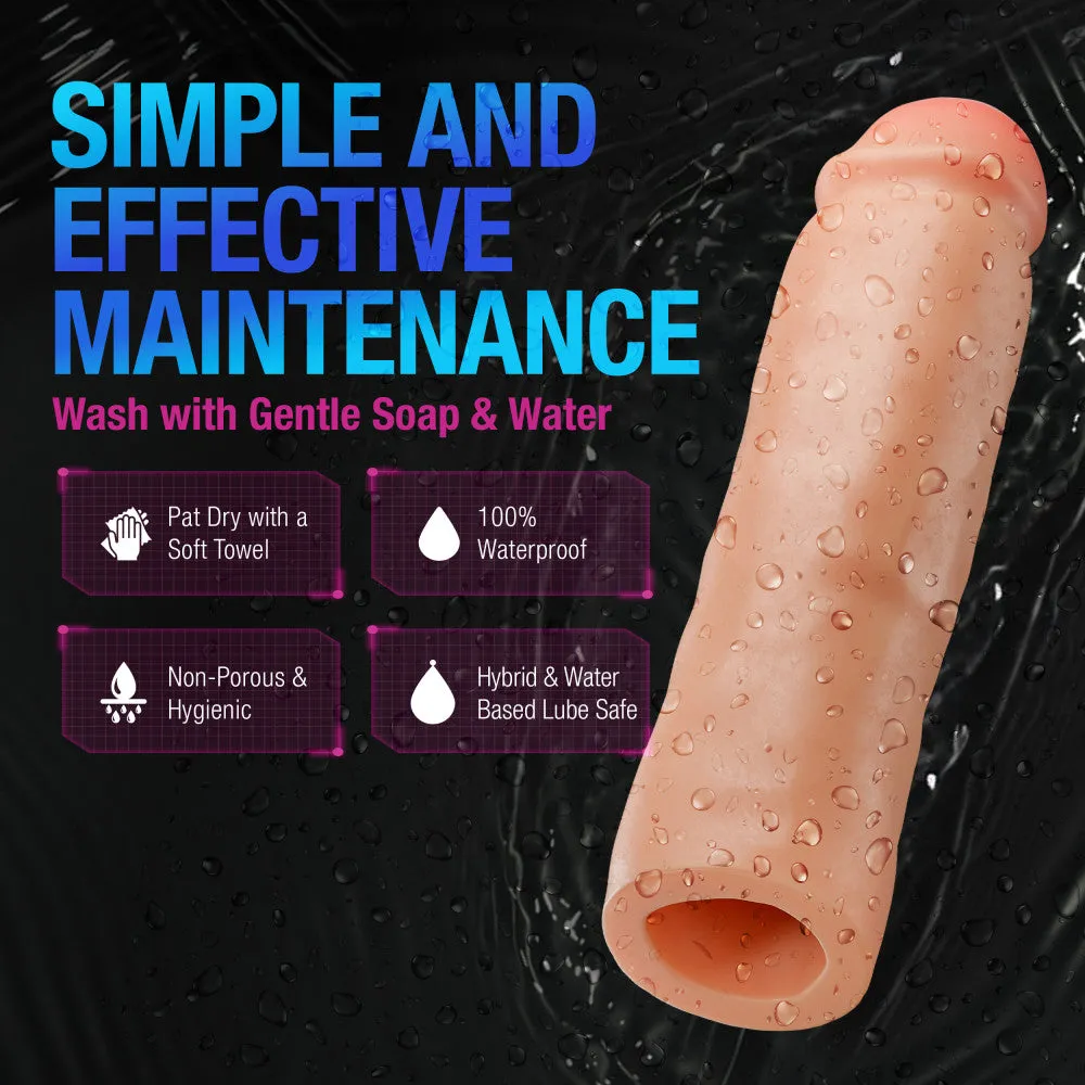 Performance Plus By Blush® | Vindicate 8.5 Dual Density Realistic Penis Extender Sleeve - Liquid Silicone - Beige