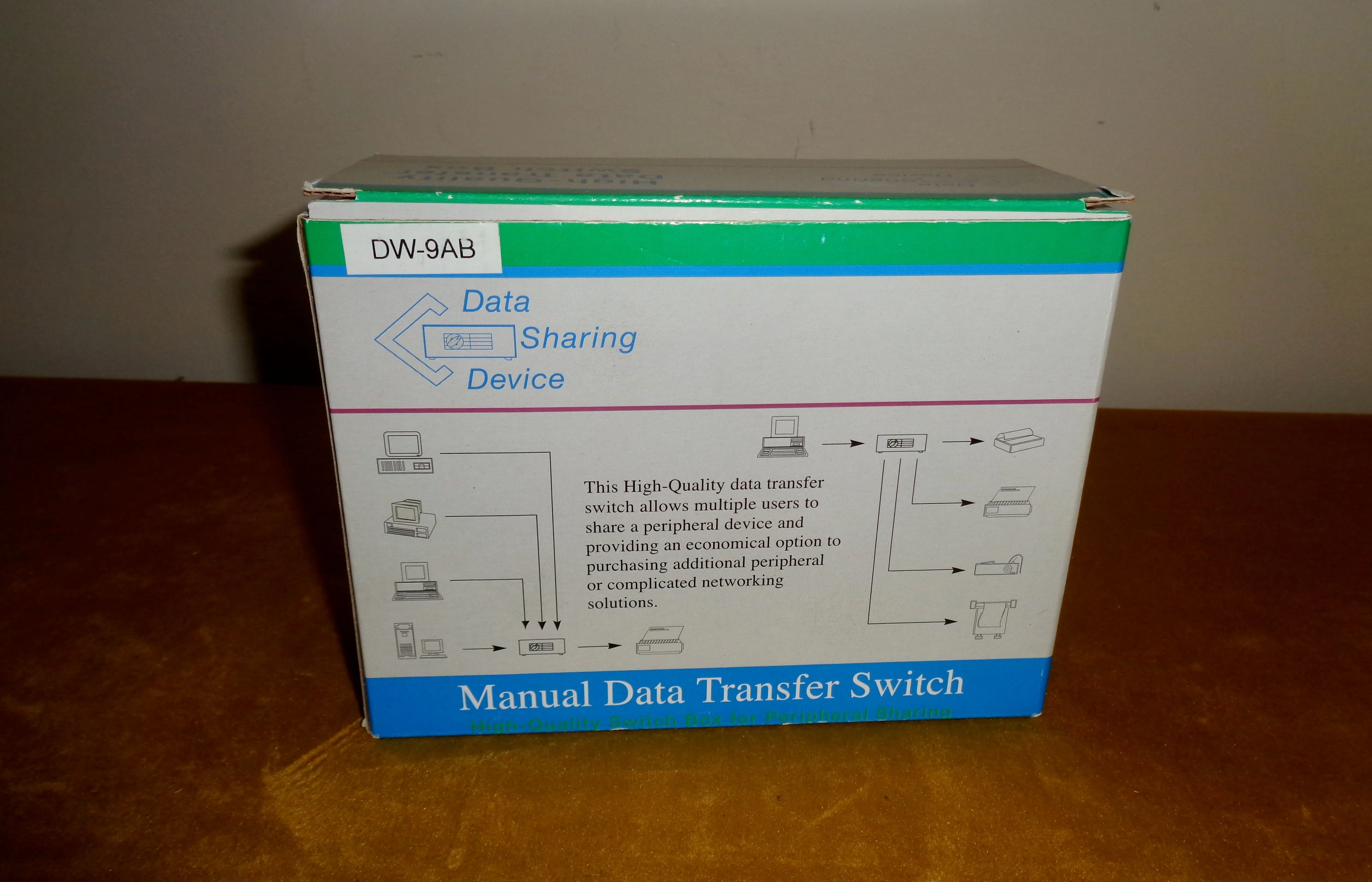 Preowned DW9AB Manual Data Switch Box Providing DB9F to 2 DB9F 2-Way Peripheral Sharing