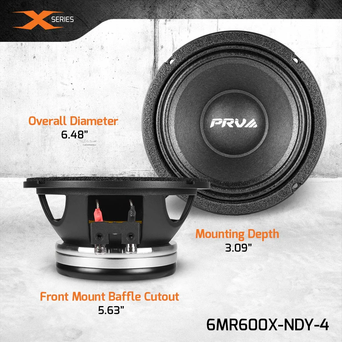 PRV 6MR600X-NDY-4 6.5" 600W RMS Neodymium Midrange Speaker 4-Ohm (Single)