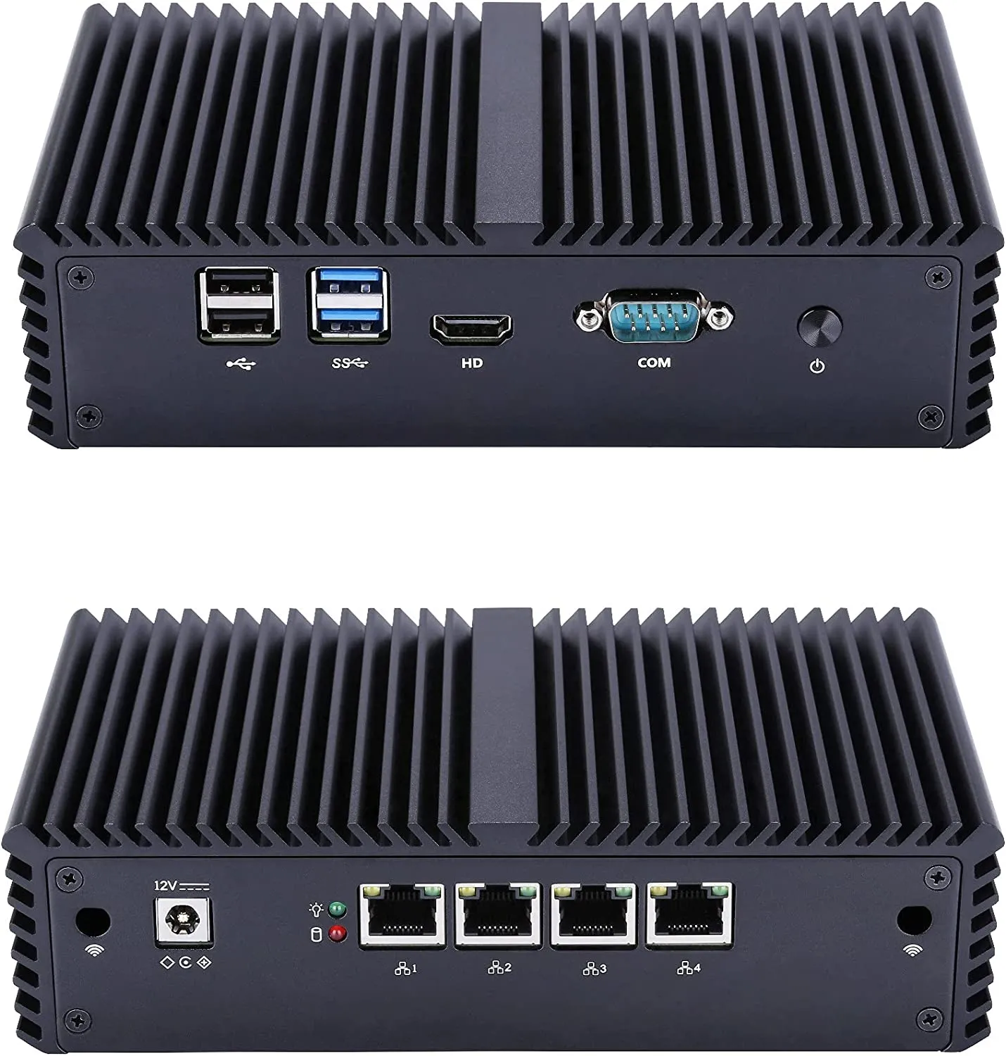 QOTOM N4000G4 Barebone Mini PC - Core 2.5 GHz N4000, AES-NI, 4 Intel LAN, 15Watts, Industrial Mini PC Firewall Gateway Router (Q330G4 Barebone)