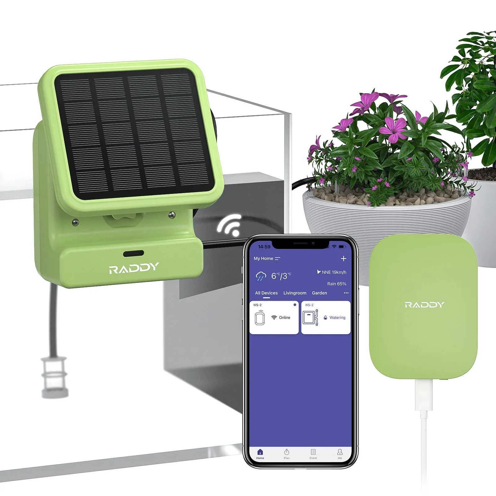 Raddy WS-2 Wi-Fi Drip Irrigation System | APP-Controlled | DIY Automatic Water Pump |  Dual Power Supply