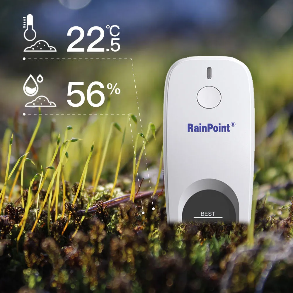 RainPoint Wi-Fi Soil Moisture Meter, Plants Humidity Meter, Soil Temperature Monitor for Gardening, Farming (Sub-Device, Need to Pair with Hub)