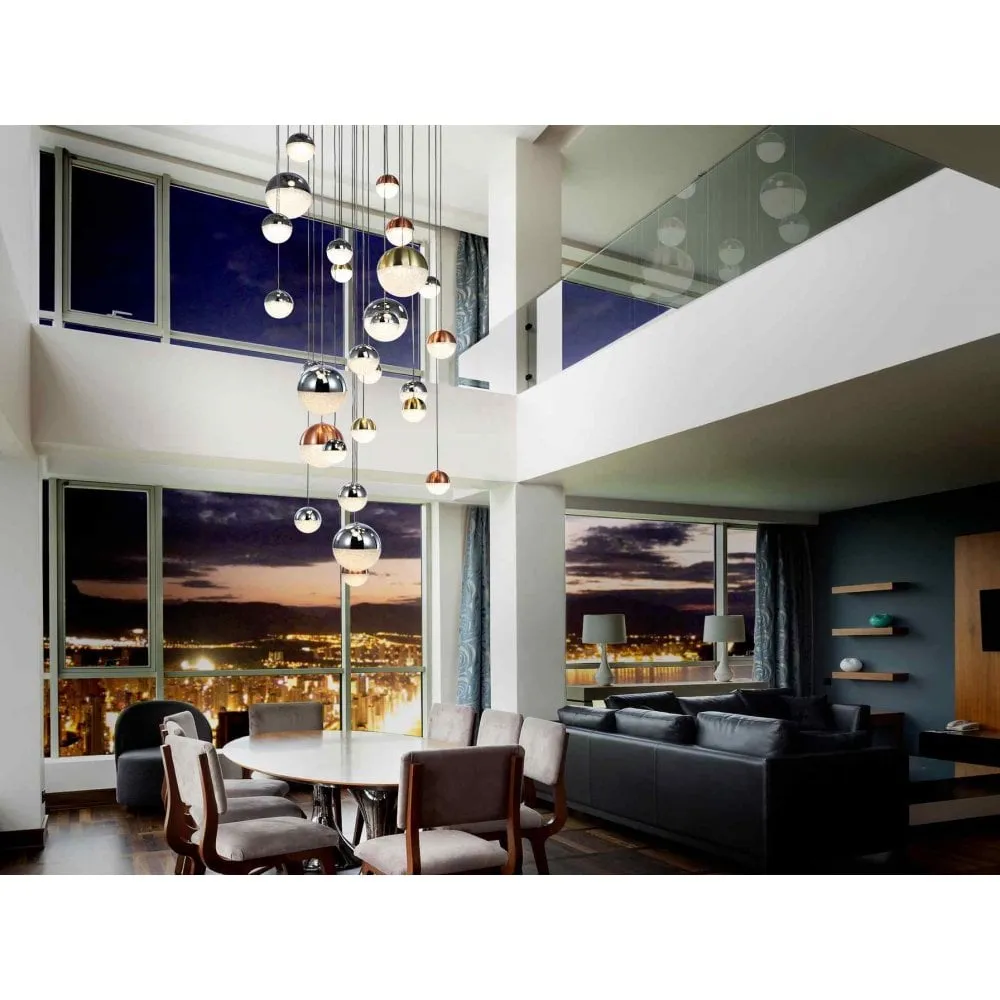 Schuller 793960GK Sphere LED Large Pendant 27 Light Chrome Brass Copper