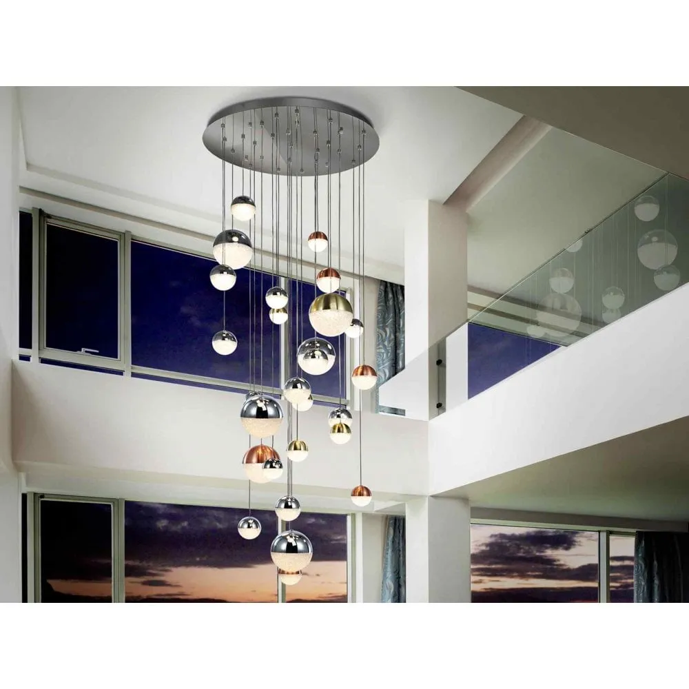 Schuller 793960GK Sphere LED Large Pendant 27 Light Chrome Brass Copper