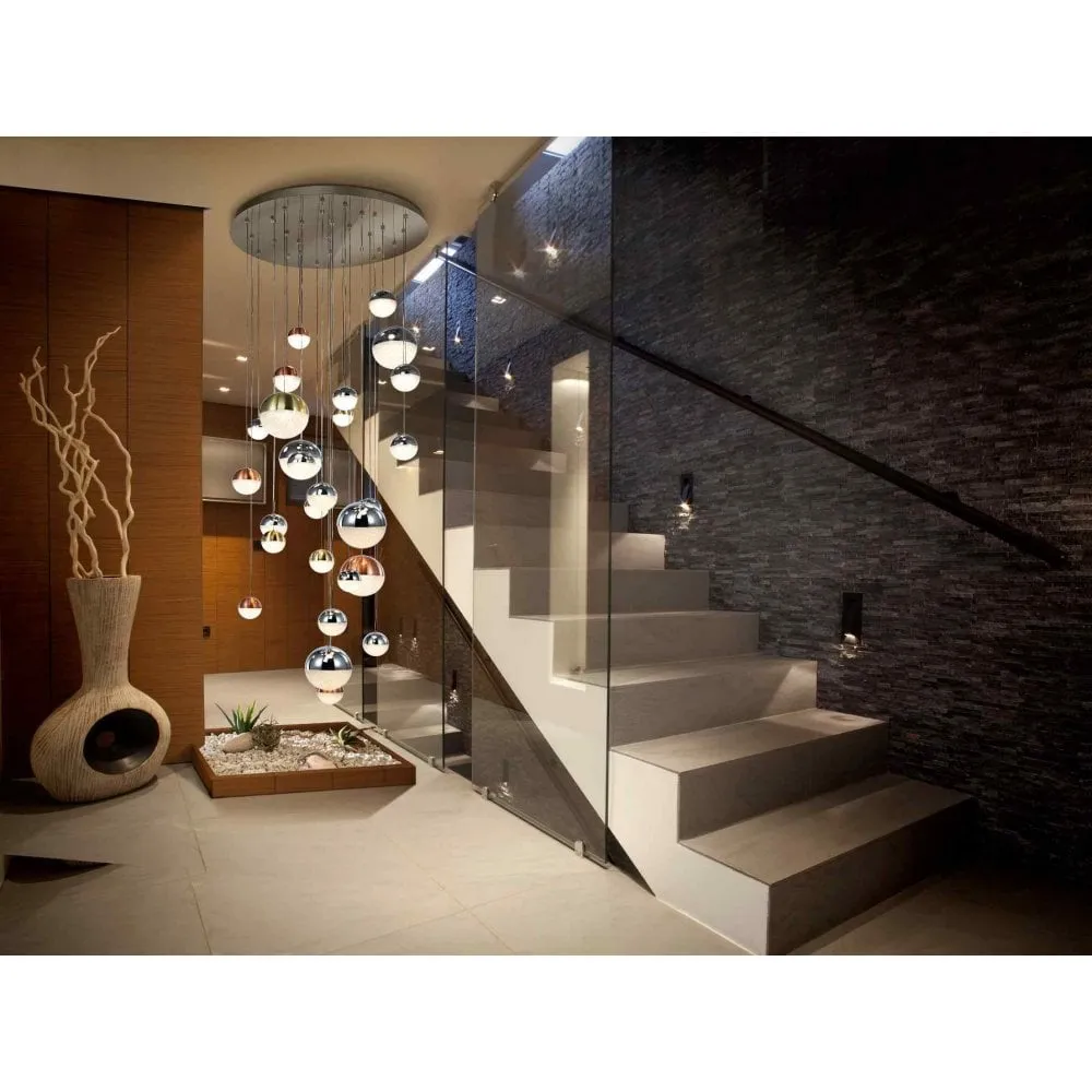 Schuller 793960K Sphere LED Pendant 27 Light Dimmable Chrome Brass Copper
