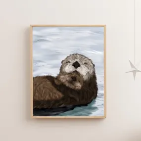 Sea Otter Family Art Print
