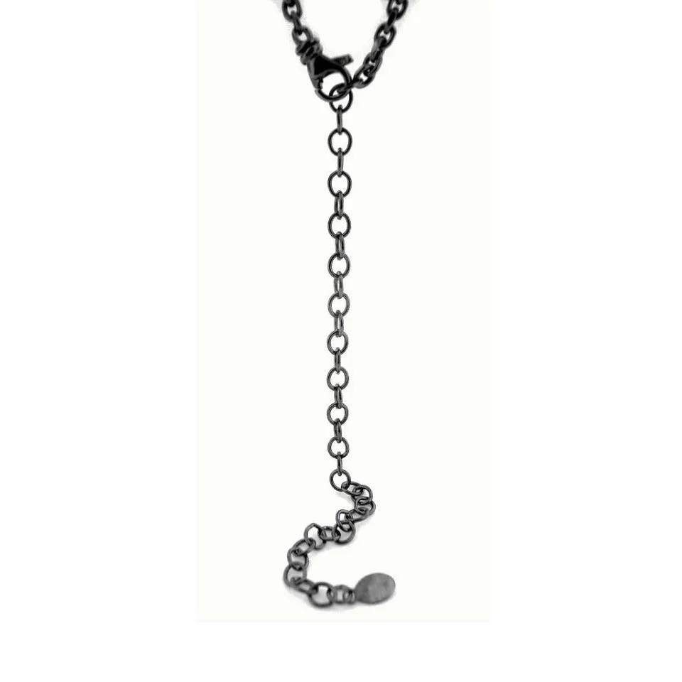 Series 20 | Oblique Sterling Pendant, Bl. Silver   12 x10 mm Quartz or Topaz,  Dia.