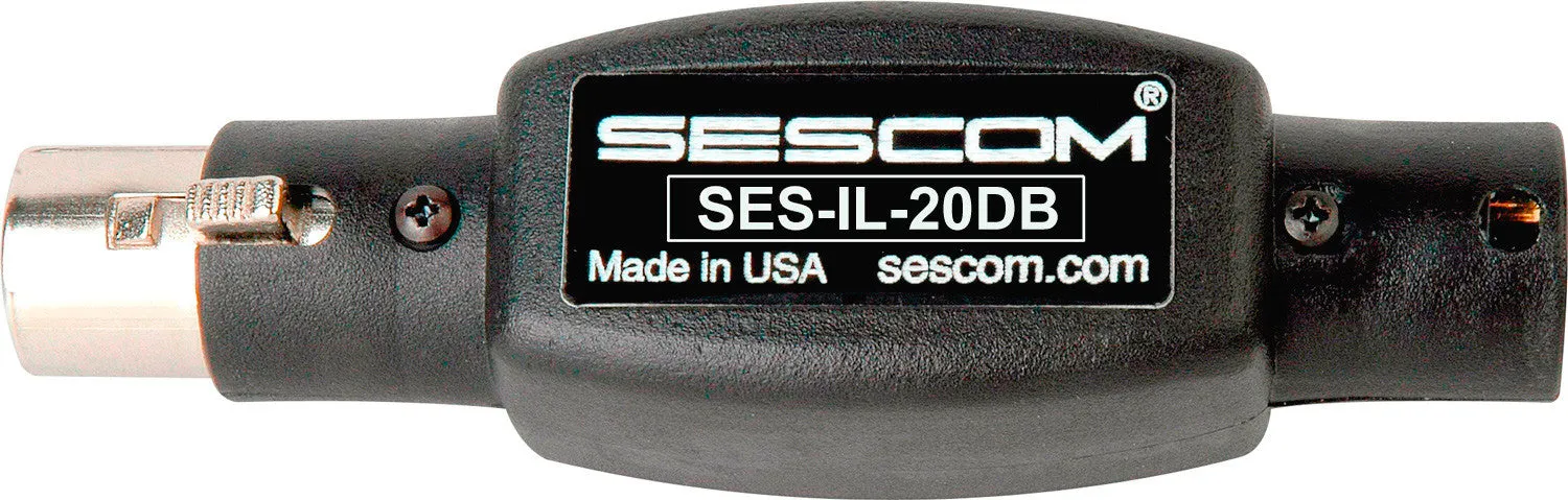 Sescom SES-IL-20DB XLR Male to XLR Female In Line Attenuator - 20db