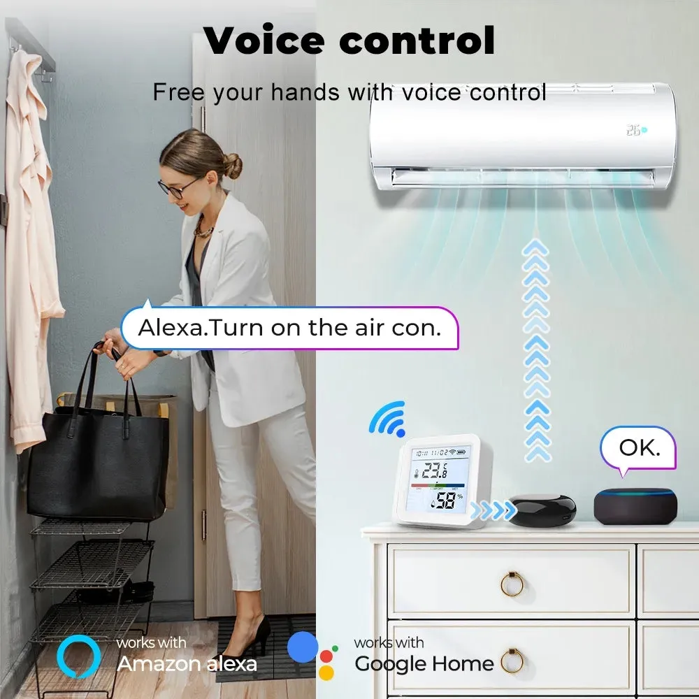 Smart life Alexa Google Home Hygrometer Thermometer Detector Backlight Tuya Wifi Temperature Humidity Sensor