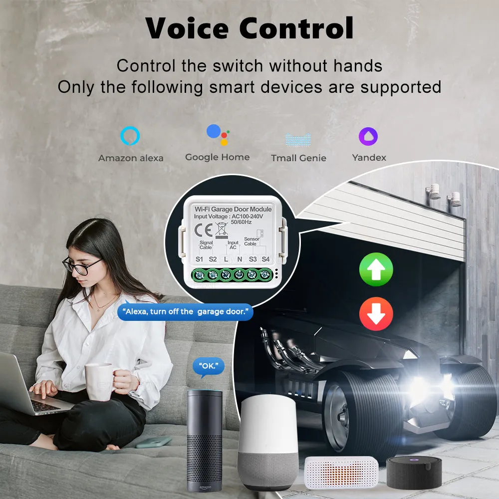 Smart life APP Remote Control Roller Shutter Door Switch Gate Tuya Bluetooth Smart Wifi Garage Door Opener