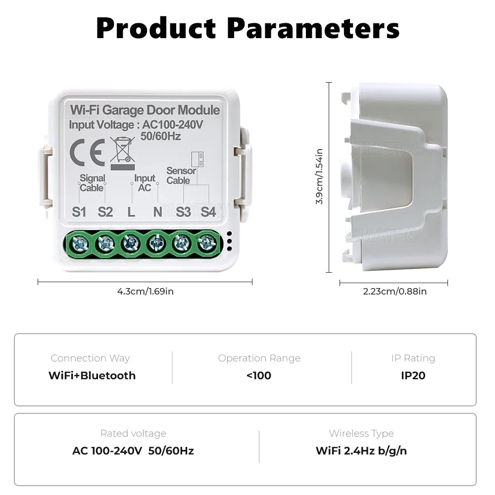 Smart life APP Remote Control Roller Shutter Door Switch Gate Tuya Bluetooth Smart Wifi Garage Door Opener