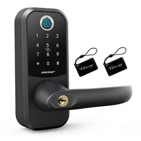 Smart Lock,SMONET Fingerprint Door Lock with Reversible Handle,Keyless Entry Bluetooth Lock ,Free APP,IC Card,Anti-peep Code,Work with Alexa (Need Extra Gateway),Smart Lever for Home,Office