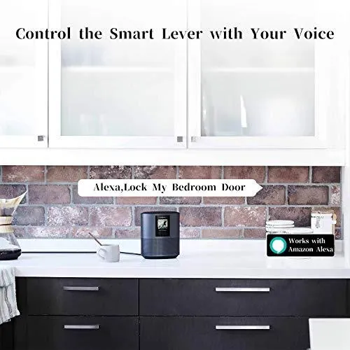 Smart Lock,SMONET Fingerprint Door Lock with Reversible Handle,Keyless Entry Bluetooth Lock ,Free APP,IC Card,Anti-peep Code,Work with Alexa (Need Extra Gateway),Smart Lever for Home,Office