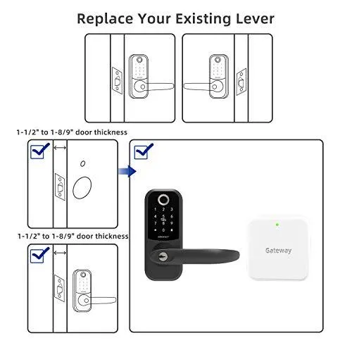 Smart Lock,SMONET Fingerprint Door Lock with Reversible Handle,Keyless Entry Bluetooth Lock ,Free APP,IC Card,Anti-peep Code,Work with Alexa (Need Extra Gateway),Smart Lever for Home,Office