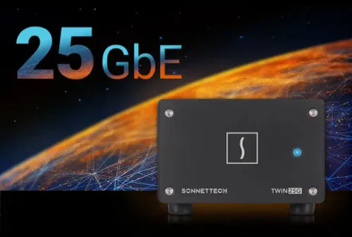 Sonnet Twin25G Dual-port 25GbE Thunderbolt Adapter with Two Included SFP28 Transceivers