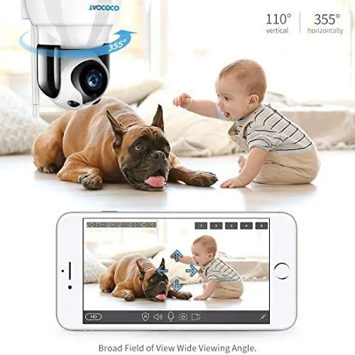TAOCOCO Dog Pet Camera, Cat WiFi IP Camera, Wireless Surveillance Security Camera, Home Baby Monitor Nanny Cam with Smart Pan/Tilt/Zoom, Motion Detection, Two Way Talking, Infrared Night Vision