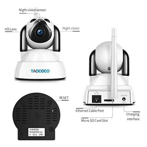 TAOCOCO Dog Pet Camera, Cat WiFi IP Camera, Wireless Surveillance Security Camera, Home Baby Monitor Nanny Cam with Smart Pan/Tilt/Zoom, Motion Detection, Two Way Talking, Infrared Night Vision