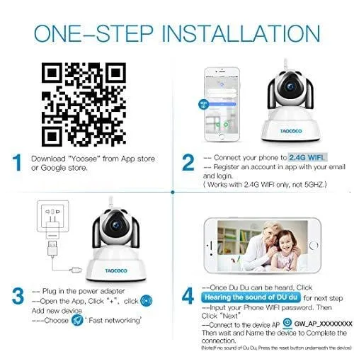TAOCOCO Dog Pet Camera, Cat WiFi IP Camera, Wireless Surveillance Security Camera, Home Baby Monitor Nanny Cam with Smart Pan/Tilt/Zoom, Motion Detection, Two Way Talking, Infrared Night Vision