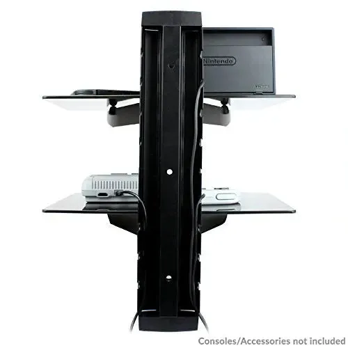 Tempered Black Glass Floating Shelf Wall Mount Consoles/DVD players M&W