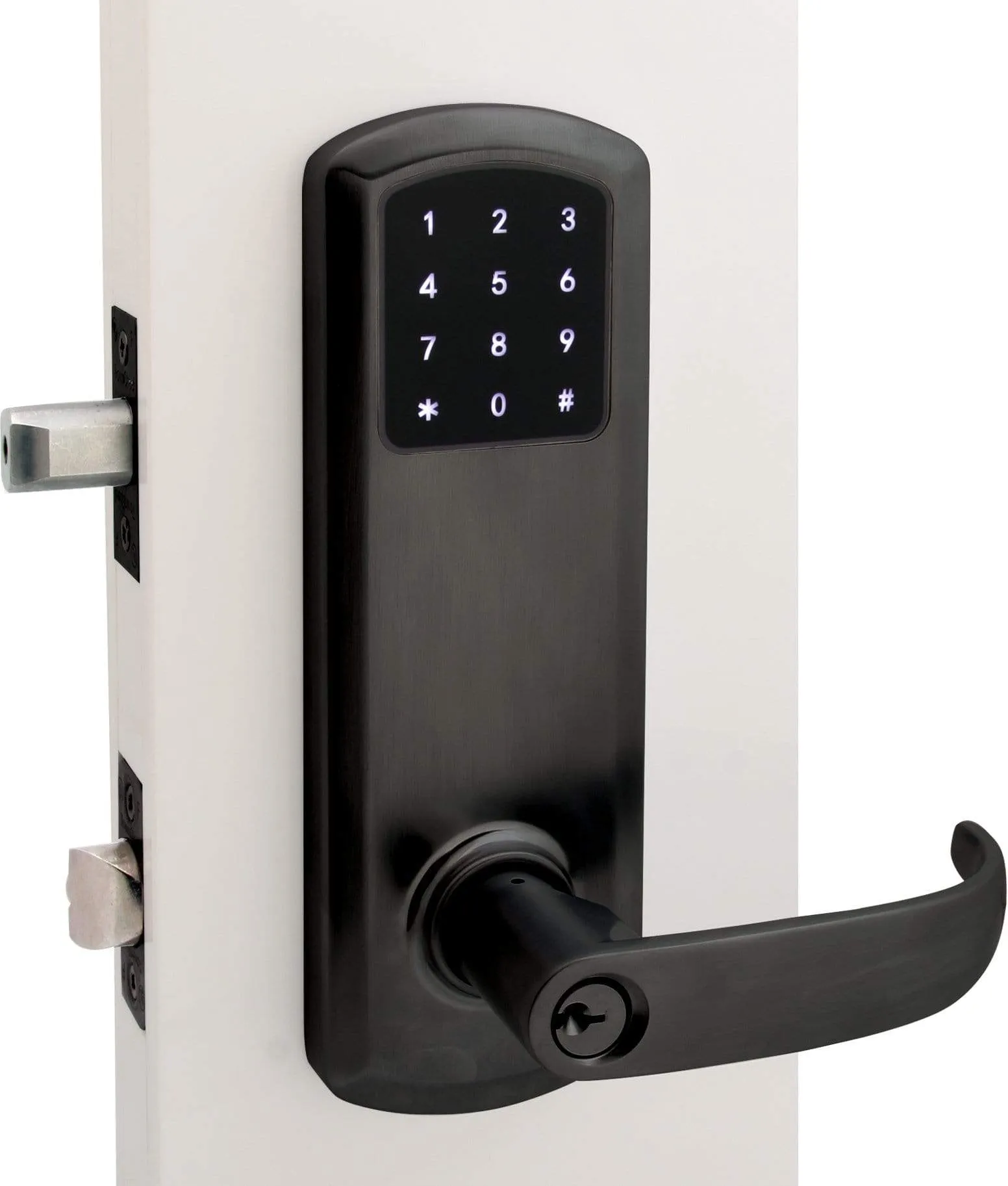 TownSteel E-Genius 5000 Series Grade 1 Interconnected Push Button Electronic Lock 4" On Center w/WiFi-Flat Black