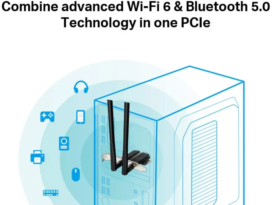 TP-LINK (ARCHER TX50E) AX3000 (574 2402) Wireless Dual Band PCI Express Adapter, Bluetooth 5.0, WPA3