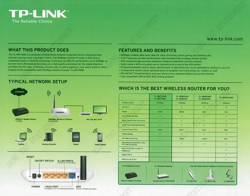 TP-LINK TL-WR740N 150Mbps Wireless N Router