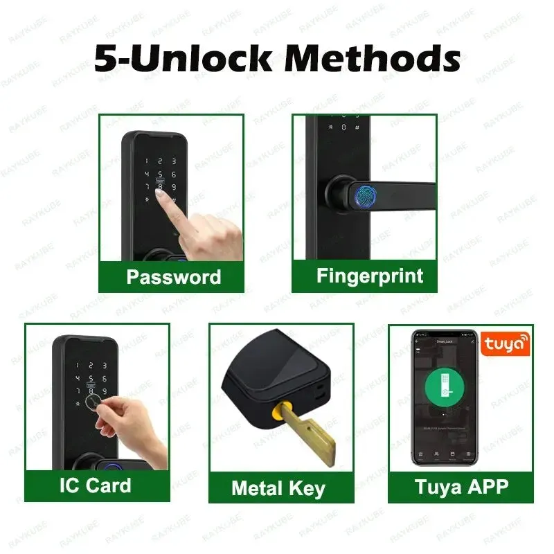 Tuya Bluetooth Intelligence Lock Biometric Fingerprint Smart Keyless Access Password IC Card Smartlife Support 8 Language K7pro 
