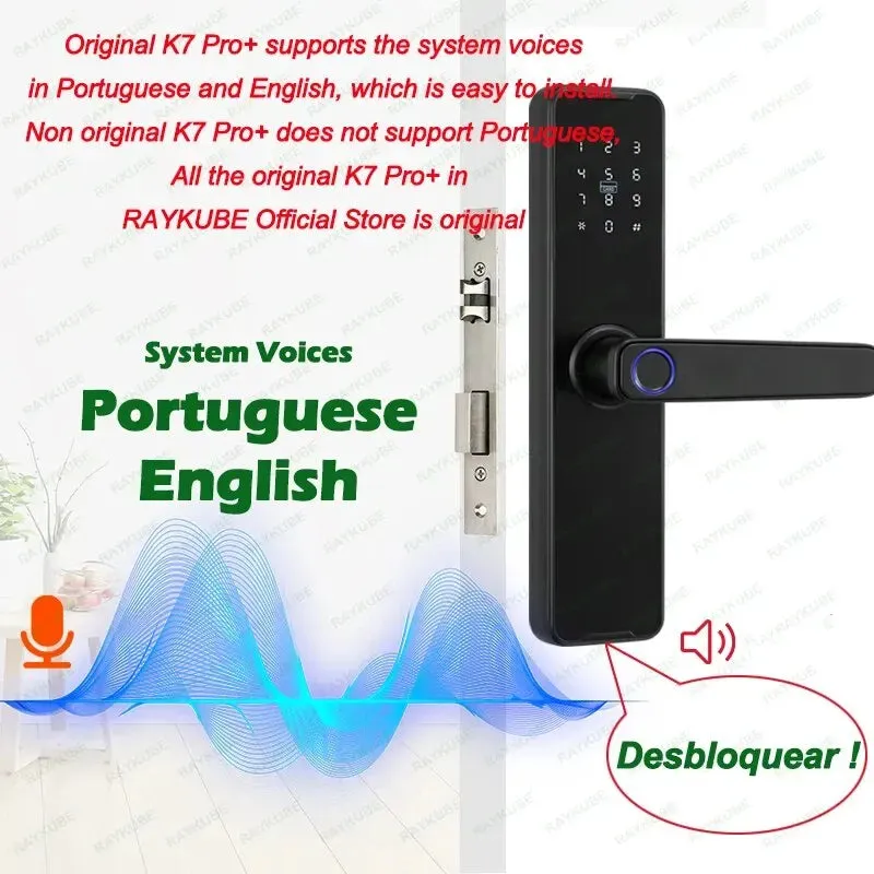 Tuya Bluetooth Intelligence Lock Biometric Fingerprint Smart Keyless Access Password IC Card Smartlife Support 8 Language K7pro 