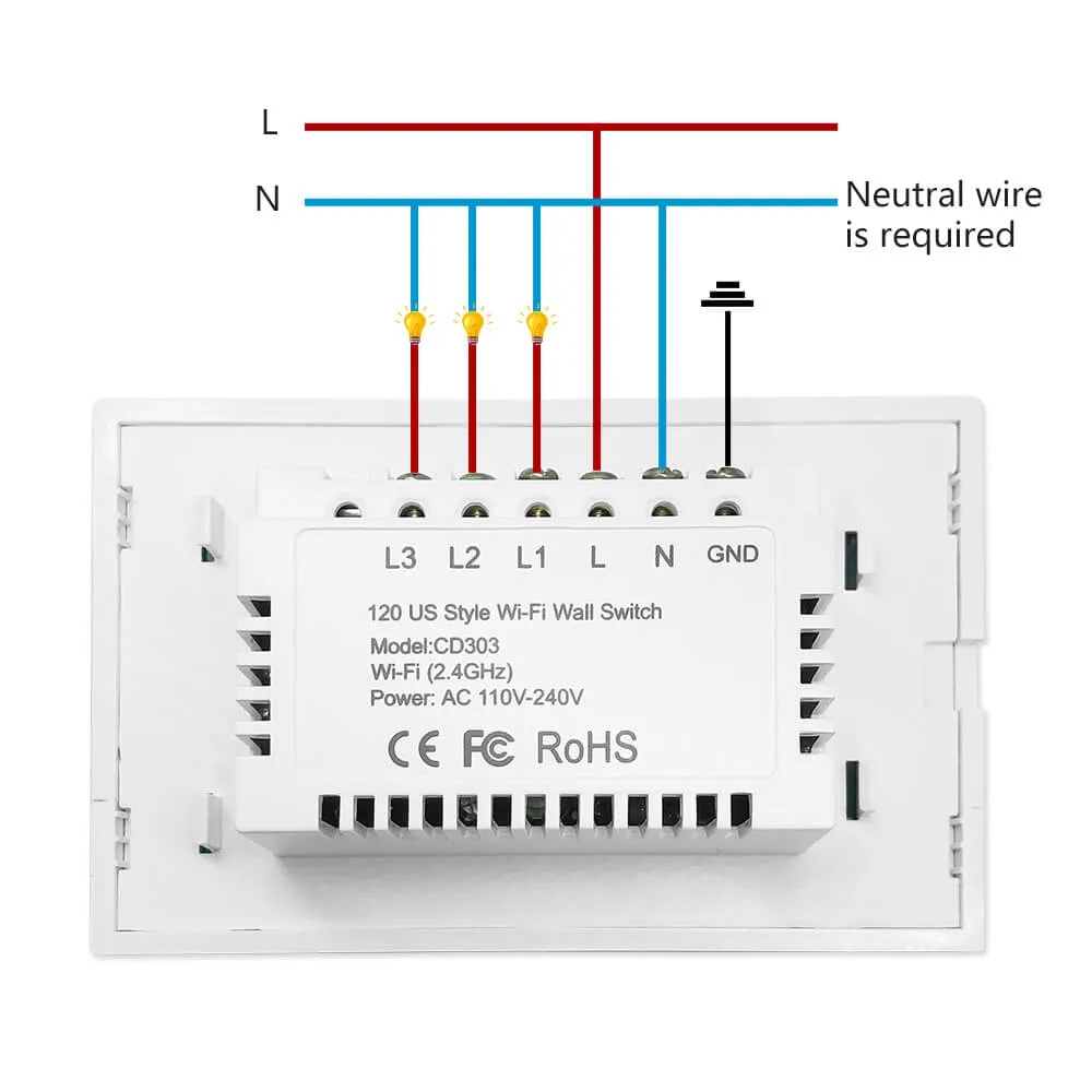 TUYA EACHEN Wall Touch Switch (Neutral wire required) TUYA/Smart Life