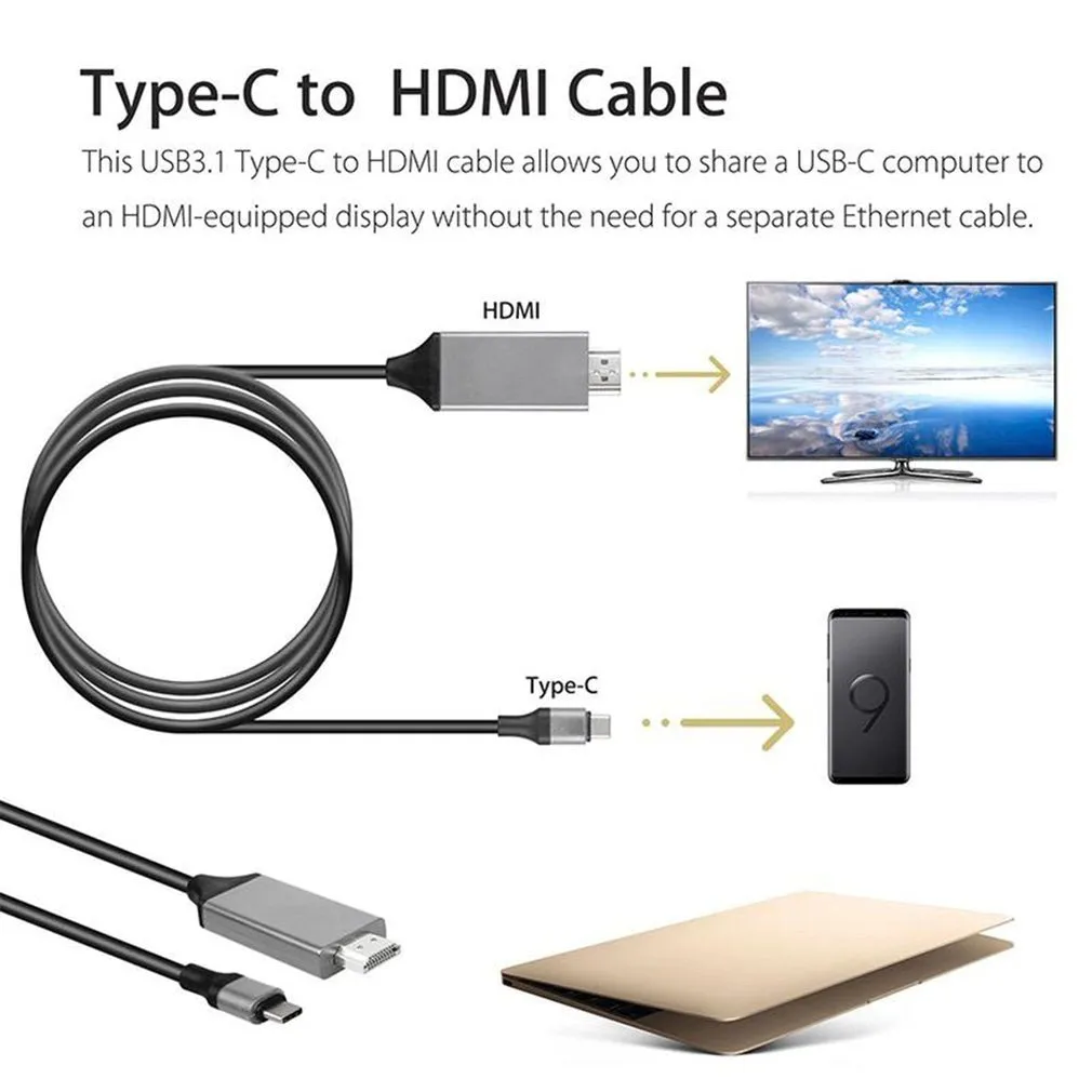 Type-C to HDMI HDTV 4K For Samsung Galaxy Note 8 9 S10  Plus Type C To HDMI Cable Adapter
