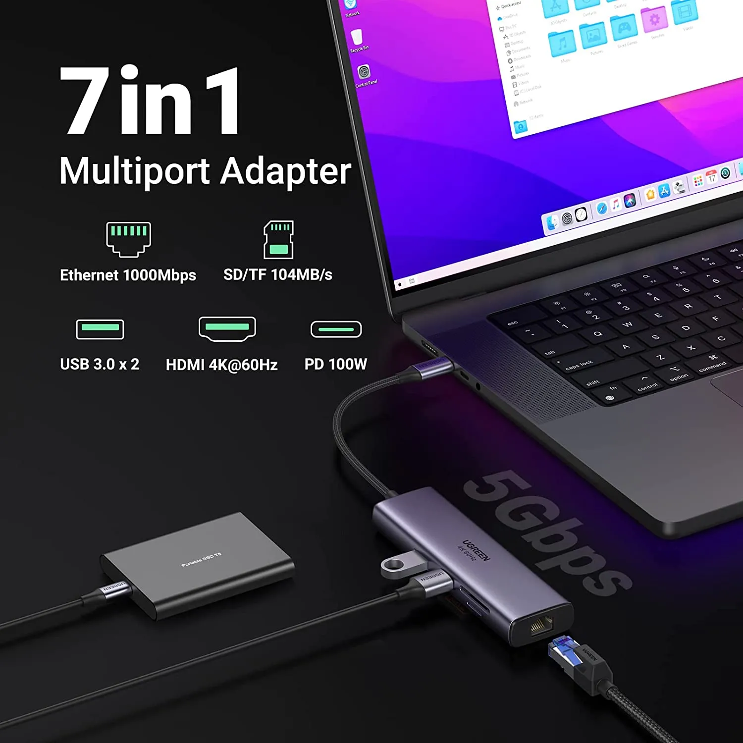 UGREEN 7-in-1 4K HDMI USB C Hub