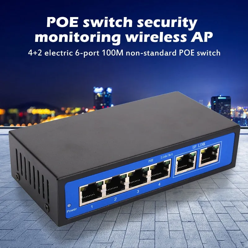 Universal POE Ethernet Switch IP Phone Home Router 4 2 Ports RJ45 250M Wireless AP Enterprise Networking CCTV Security IP camera