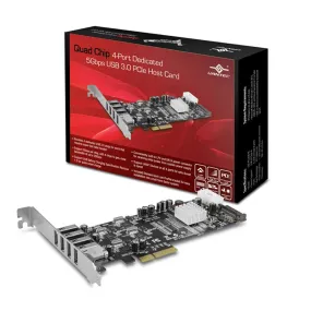 Vantec UGT-PCE430-4C 4-Port Quad Chip Dedicated 5Gbps USB 3.0 PCIe Host Card