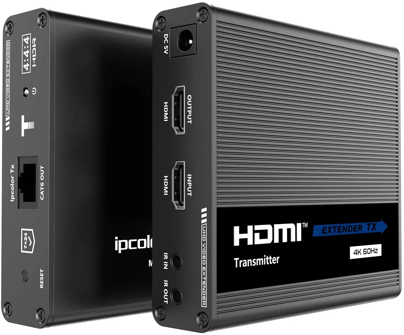 WeJupit 4K@60Hz HDMI Extender by Single Cat6/6A/7, 230Ft Zero Latecny Uncompressed Transmitter and Receiver, HDR 18Gbps, HDMI Loop-Out, Two Way IR, Optical Audio Output (WJEXT70-1)