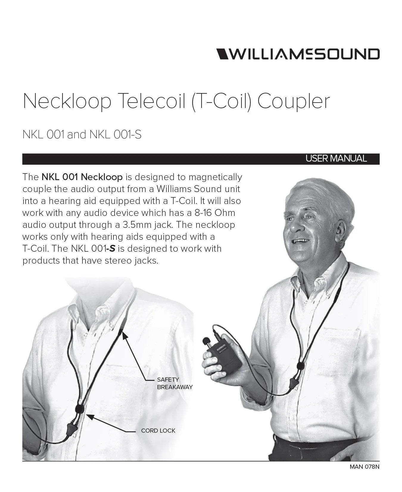 Williams Sound T-Coil Neckloop 18" (Mono Plug) NKL 001