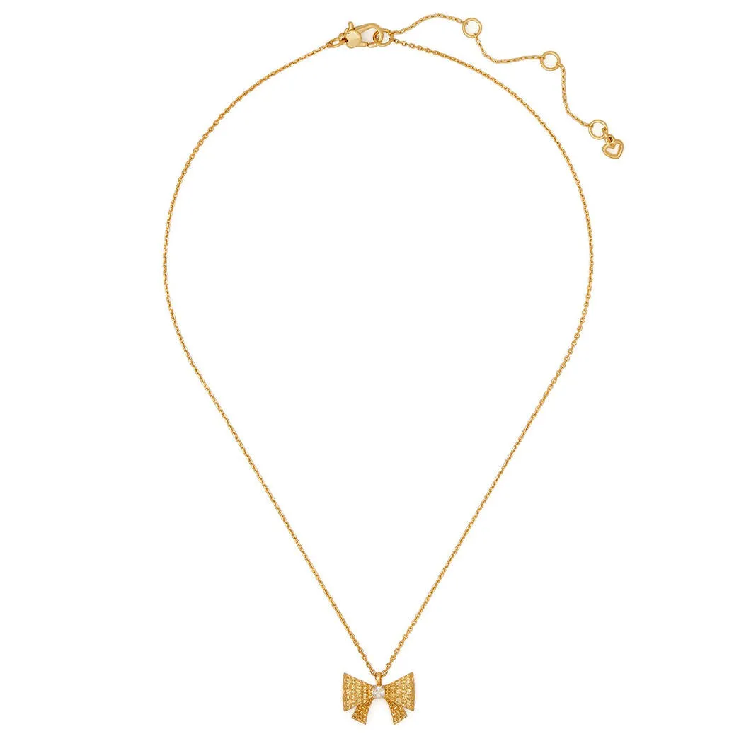 Wrapped with a Bow Mini Pendant in Gold & CZ